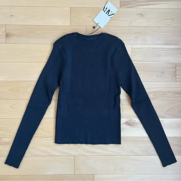 NWT Zara Fitted Ribbed Knit Top - Picture 2 of 4